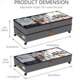 Under Bed Storage with Wheels 2-Pack, 75L XXL Under the Bed Storage Containers Large, 12" Tall Adjustable Storage for Underbed with Lids, Rolling for Clothes, Shoes, Blankets (4PCS-Grey) - Image 2