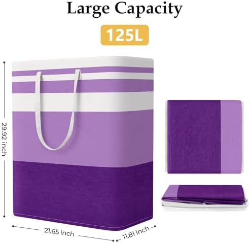 StorageRight Laundry Basket Hamper, 125L Collapsible Clothes Storage, Purple - Image 2