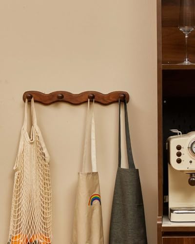 Wood Coat Rack Wall Mount - 4Pack Walnut Coat Hooks for Hanging Clothes,Keys, Robes,Purse,Towels,Bags,Backpack, Modern Decorative Wall hooks Heavy Duty Hanger Organizer for Bathroom,Entryway & Bedroom - Image 2