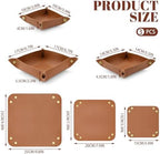 3 Pack Leather Valet Tray, 3 Sizes Catchall Tray Desk Organizer for Key Jewelry Trinket Watch Perfume Coin, for Entryway Table Nightstand Dresser Vanity Travel, Brown - Image 2