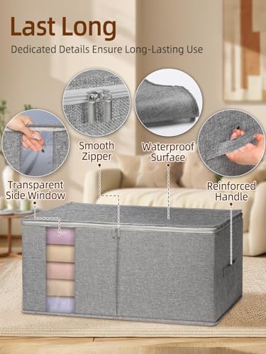90L Rigid-Structured King Size Comforter Storage Bags, 4Pack, Gray - Image 7