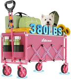 Collapsible Wagon Cart with All-Terrain Wheels, 380LBS Capacity by InBrave