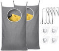 KEEPJOY 2Pack Space-Saving Hanging Laundry Bag, Door Laundry Hamper with 2 Different Types of Hooks, 30x20 Inch Oxford Fabric Laundry Storage Bag for Dirty Clothes (Grey-2Pack) by KEEPJOY
