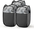 TECHMILLY Pop Up Foldable Laundry Basket, Mesh Laundry Hamper with Reinforced Handles for Dirty Clothes Storage in Dorm, Laundry Room, Bathroom, Black(Fabric), 3 Pack by TECHMILLY