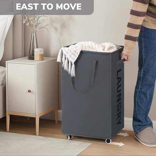 Goodpick 75L Laundry Basket with Wheels & Removable Wash Bag for Dorm - Image 5