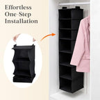 Lifewit Hanging Closet Organizer and Storage for Clothes 7 Tier | Portable, Foldable, Fabric, Top of Shelves with 2 Sturdy Hooks, Clothing Organization for Wardrobe, Dorm, Bedroom, Black - Image 6