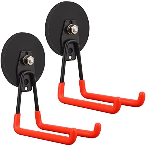 ULIBERMAGNET Magnetic Hooks,Heavy Duty Magnet Hook,Large Manget with Hooks for Hose,Jig Saw,Circular Saw,Workshop Organization,2 Pack Tool Hooks for Hammer Drill,Garden Tool(3.46inch/Orange) by ULIBERMAGNET