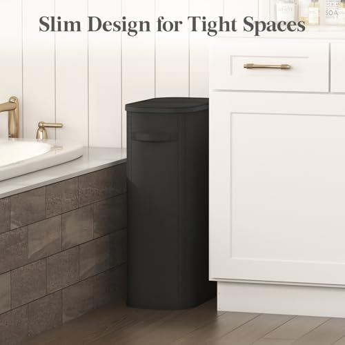 Lifewit Slim Laundry Basket with Lid and Removable Bag, 65L, Black - Image 2