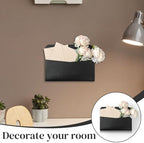 3 PCS Wall Mount PU Leather Mail Holder Black Faux Leather Letter Holder 2 Ring Wall Mail Organizer Stylish Wall Hanging Mail Storage for Flowers Envelope Key Notebooks Home Office Decor - Image 6