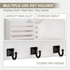 Key Holder Wall Mount, Mail Organizer for Wall with 5 Square Key Hooks - Image 4