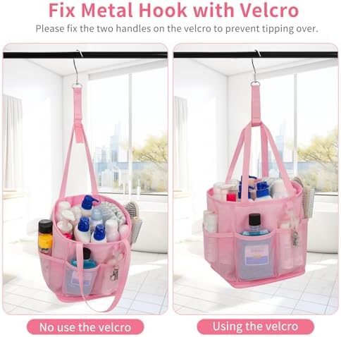 Shower Caddy Portable for College Dorm Room Essentials, Hanging Shower Caddy with Hook and Drawstring, Quick Dry Mesh Shower Bag with 6 Pockets for Bathroom, Swimming, Gym, Camping, Beach, Travel - Image 4