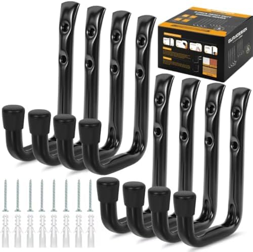GURADESIGN 8-Pack Heavy Duty Garage Hook for Hanging 50 lbs, J Utility Hooks for Garage, Metal Wall Hooks Heavy Duty, Garage Hook for Hanging, Black by GURADESIGN