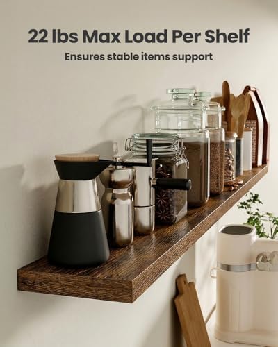 Amada 47.2" Floating Shelves for Wall Decor & Storage, Set of 3, Brown - Image 5