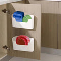 Bawuie Adhesive Cabinet Door Organizer, Lid Organizer for Food Storage Container Lid, Wall Mounted Over Pantry Door Organizer Bin Holder Caddy for Plastic Lid Kitchen Bathroom, White, 2 Pack by Bawuie