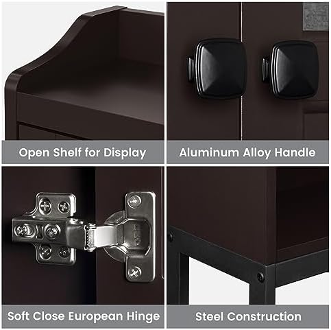 Over The Toilet Cabinet for Bathroom Storage, Over Toilet Storage Cabinet, Above Toilet Storage with 2 Doors and Adjustable Shelf Space Saver Cabinet Over Toilet Bathroom Organizer (Espresso) - Image 3