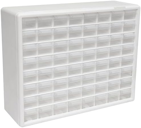 Akro-Mils 64-Drawer Plastic Storage Cabinet, 20" W x 6" D x 16" H, White by Akro-Mils