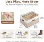 StorageWorks 24-Pair Large Shoe Organizer for Closet, Brown and White - Image 2