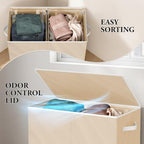 Simple Houseware Double Laundry Hamper with Lid & Removable Bags, Beige - Image 6