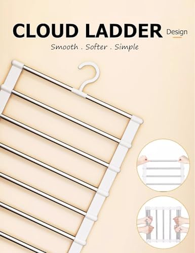 SEVEN LUCKY LIGHT 2Pcs Cloud Ladder Pants Hangers Space Saving for Closet - Image 2