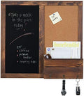 MyGift Rustic Dark Brown Wood Wall-Mounted Chalkboard with Cork Board, Mail Sorter, & Key Hooks by MyGiftHome