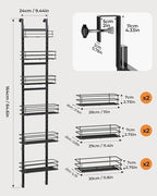 6-Tier Narrow Pantry Door Organizer,Over the Door Pantry Organizer,Black - Image 5