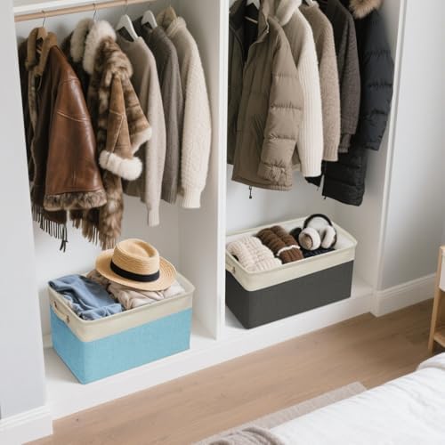 BALEINE 1 Pack Fabric Closet Storage Bins for Shelves, Linen Closet Organizers and Storage, Decorative Baskets for Organizing, Shelf, Clothes, Home, Office (Grey, 15''x11''x9.5'') - Image 7