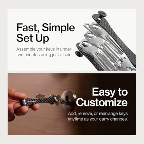 KeySmart Original Key Holder - Compact Key Organizer for Key Chain, Minimalist Clutter-Free EDC Keychains Key Ring, Carbon Fiber 3k, 14 Keys - Image 4