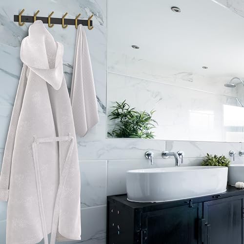 Coat Rack Wall Mount – Black and Gold Hook Rail with 6 Double Coat Hooks, 17 Inch Stainless Steel Wall Hooks for Entryway, Bathroom, Bedroom, Closet, Towel, Hat, Bag, Heavy Duty Organizer - Image 4