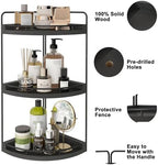Fixwal 3 Tier Corner Bathroom Countertop Organizer Vanity Wood Shelf Black - Image 4