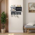 Key Holder Wall Mount with Shelf, Key Hooks for Wall, Washed Gray - Image 5