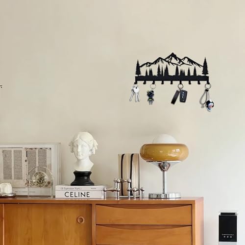 Key Holder for Wall, Metal Wall Hooks Organizer Rack with 9 Hooks for Keys, Coats, Bags – Decorative Home Decor for Entryway, Hallway, Kitchen, Living Room (14 inches) - Image 5