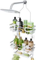 HapiRm Bathroom Hanging Shower Caddy - Rustproof Shower Shelf with 12 Hooks and 2 Soap Holders, No Drilling Bathroom Organizers and Storage - White by HapiRm
