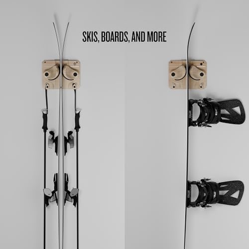 Gravity Grabber - Ultimate Wall Storage Rack for Skis and Snowboards | Damage-Free Storage | Fits Any Ski or Snowboard | (Light Wood, 1) - Image 2