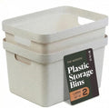 BINO | Plastic Storage Bins, 16 Liter - 2 Pack, Natural White | THE MODERN COLLECTION | Plastic Bins for Organization | Woven Storage Baskets for Organizing Pantry Shelf Organizer Basket Container Bin by BINO