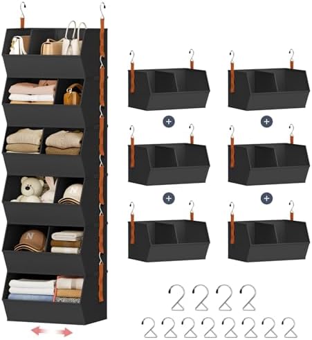 Hanging Closet Organizer Extra Large, Clothes Hanging Shelves for Closet with Divider, Collapsible Closet Storage System, Fabric Storage Bins for Home, Dorm, Rv, Sweaters, Handbags, Underwear, Sock by DiMJ