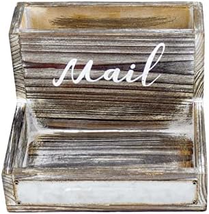 OKSQW Farmhouse Mail Organizer Countertop Letter Sorter Caddy 2 Tier Rustic Mail Tray Wooden Mail Holder File Organizer Bill Paper Folder Office Desk Accessories Rustic Office Supplies Home Decor - Image 6