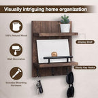 Key Holder Wall Mount, Mail Shelf Decor with 3 Key Hooks, Versatile Wood Wall Organizer for Entryway Hallway (8.2” x 10.6”x 3.6”) (Brown) - Image 3