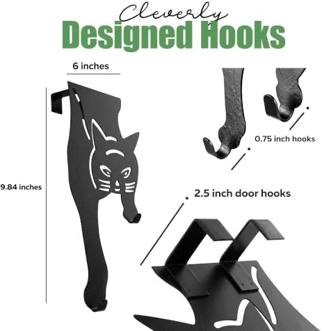 Evelots 2-Pack Cat Over-the-Door Hooks, Strong Metal Organizer, Black - Image 6