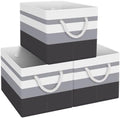 Fab totes Storage Bins 3-Pack, Foldable Storage Baskets for Organizing Toys, Books, Shelves, Closet, Large Storage Box with Rope Handles, Sturdy Organizer Bins,Gradient Grey by Fabtotes