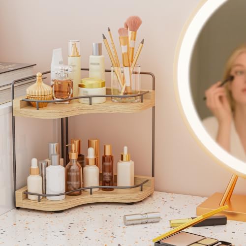 2-Tier Corner Bathroom Counter Organizer, Larger Size - Image 2