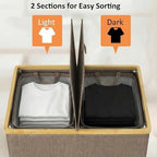 efluky Double Laundry Hamper with Lid and 2 Removable Bags, Brown - Image 4