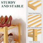 Smiry Bamboo Shoe Rack, 8 Vertical Slats, 2 Tier - 17.3" Wide, Natural - Image 3