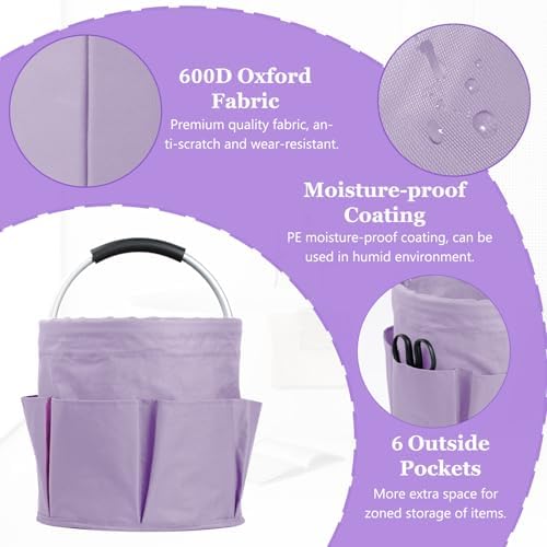 2Pcs 17L Collapsible Cleaning Supplies Caddy with Handle for Travel, Purple - Image 5
