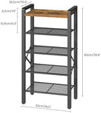YATINEY 5-Tier Narrow Shoe Rack, Tall Shoe Rack for 5-10 Pairs, Slim Shoe Storage Organizer with Wooden Top, Space Saving, Metal Frame, for Entryway, Rustic Brown and Black SS65BR - Image 3