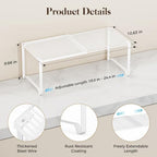 Extendable Metal Wire Shelf Organizer - Adjustable 15-24.4in Length, Stackable Storage Rack for Kitchen/Pantry/Bathroom/Shoe Cabinet/Tool Closet (4, White) - Image 2