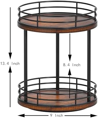 2-Tier Rotating Bathroom Countertop Organizer, Wooden Makeup Vanity Storage, Multifunctional Lazy Susan Turntable for Skincare, Perfume and Cosmetics (Brown) - Image 6