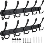 TICONN Wall Mounted Coat Rack, Five Heavy Duty Tri Hooks All Metal Construction for Jacket Coat Hat in Mudroom Entryway (Matte Black, 2-Pack) by TICONN