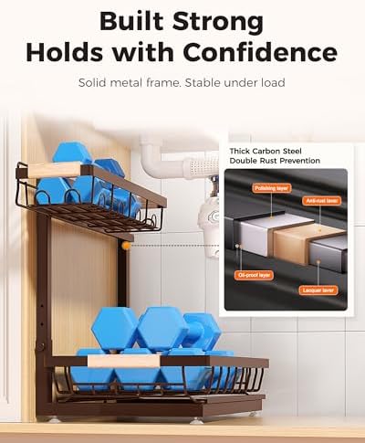 Sevenblue 2-Pack 2-Tier Height Adjustable Under Sink Organizer & Storage - Image 6