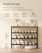 VASAGLE Shoe Rack, 4 Tiers, 12-16 Pairs, Metal Organizer Shelf - Image 4