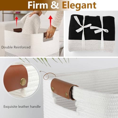 Laundry Hamper 96L Extra Large Laundry Basket, Woven Blanket Basket - Image 3
